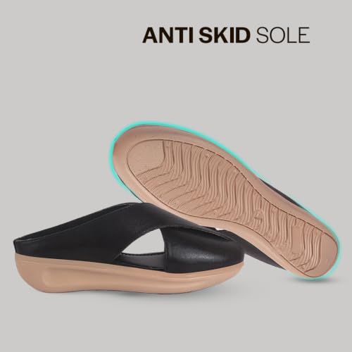 Image of FAUSTO Women Criss Cross Strap Design Perforated Slip On Shoes | Back Open Casual Shoes for Office, Outdoor, Party