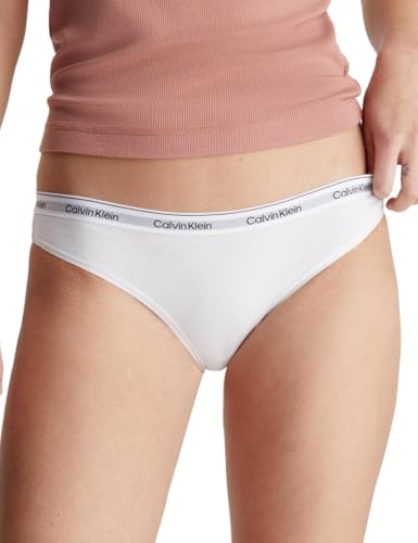Calvin Klein Braguitas Tipo Bikini Pack de 3 Mujer Algodón elástico, Blanco (White/White/White), S