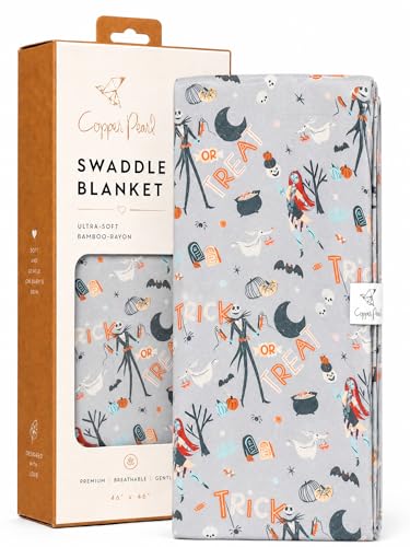 Copper Pearl Swaddle Blankets for Newborns | Soft Stretchy Receiving Blankets for Boys and Girls | Large 46 x 46 Inch Baby Blankets | Lightweight and Breathable Swaddles | Nightmare Before Christmas