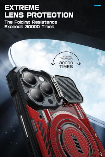 Image of SUPCASE for iPhone 15 Pro Max Case with Camera Cover & Stand (UBMag XT) [Compatible with MagSafe] [Built-in Kickstand] [Military-Grade Protection] Heavy Duty Rugged Magnetic Phone Case, RedCircuit