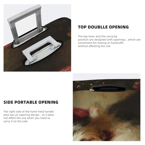 Sheepdog Dressed As Santa Claus Elastic Travel Luggage Covers Dustproof Scratch-Resistant Suitcase Protector Fit 22-24 Inch3