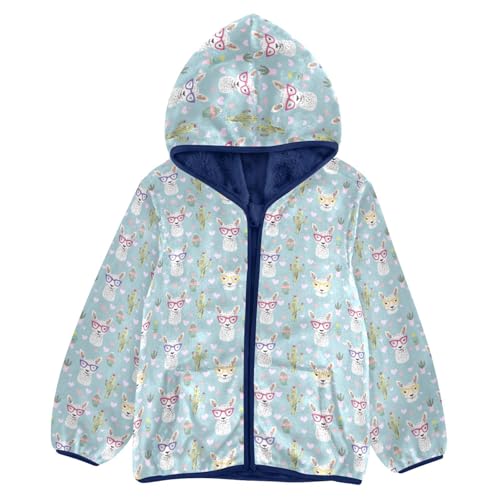 Alpaca Cactus Boys Fleece Coat,Children's Zip-Up Hoodie Jacket,Baby Warm Fashion Outerwear 3-10T,A113426