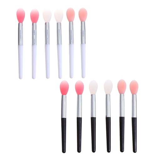 Healeved 12 Pack Silicone Lip Brush Makeup Lipstick Applicator Cosmetic Lip Mask Brush Portable and Easy to Use for Occasions