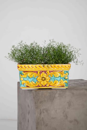 Pot de fleurs rectangulaire de style sicilien Cerames S - 7