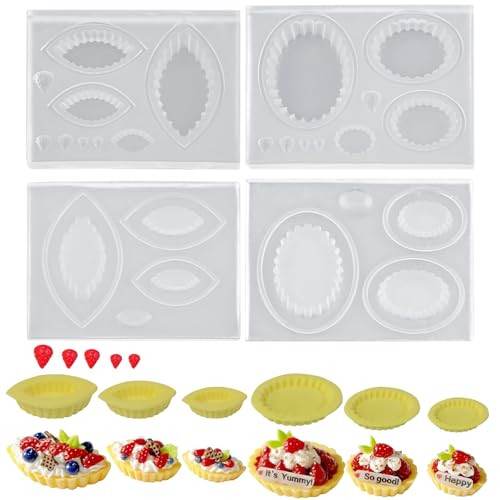2Pcs Mini Egg Tart Trays Shape Silicone Molds Tiny Things Clay Molds for DIY Micro Resin Dollhouse Kitchen Miniatures Landscape Decor