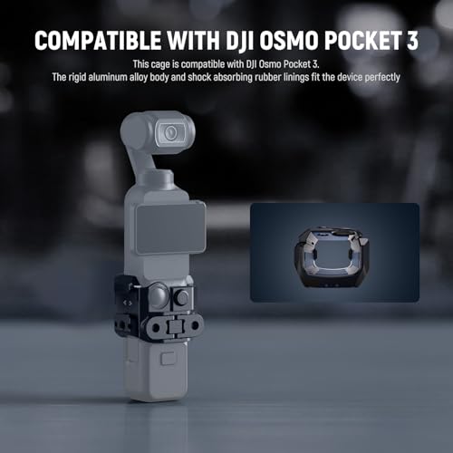 Image of NEEWER Pocket 3 Cage, Aluminum Alloy Gimbal Camera Video Recording Rig with Built in Action Camera Accessory Adapter 1 /4 inch Threads Compatible with DJI Osmo Pocket 3, No Assembly Needed, AC009