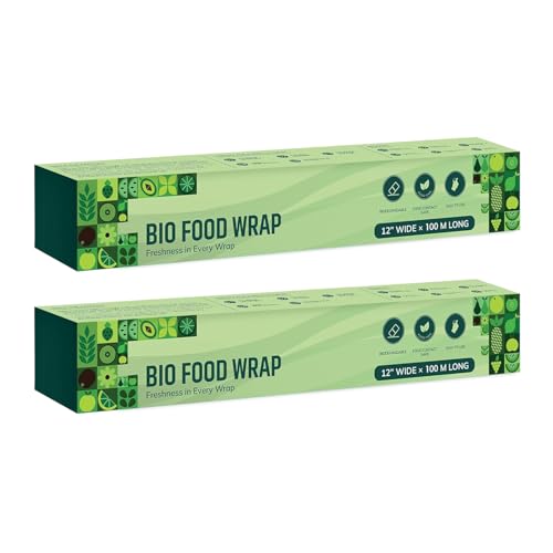 Image of Robustt Bio Food Wrap Cling Film for Food Wrapping| 100 m x12 inch|(Pack of 2) Keeps Food Fresh Eco-Friendly Transparent Wrapping roll | Ideal Cling Film for Food Wrapping