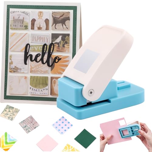 Square Hole Punch 1 inch Square Punch Stamp Puncher Postage Stamp Cutter Hole Puncher Lever Paper Punches for Crafting Card Making Scrapbook Supplies DIY Projects Scrapbooking Cutting Tools