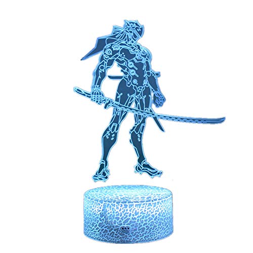 3D Colorful Creative Overwatch Genji LED Shape Night Light USB Touch 7 Color/Remote Control 16 Color Fashion Kids Gifts Birthday Gifts Holiday Gifts