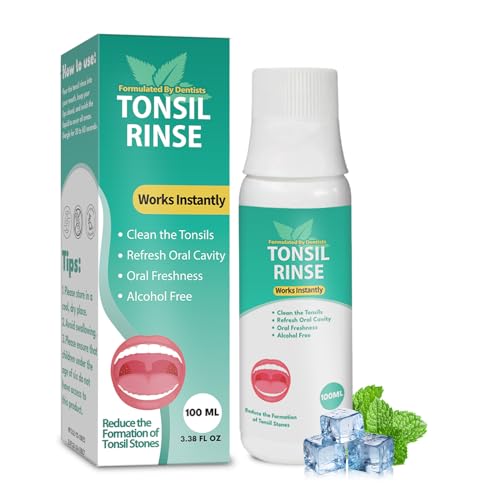 Tonsil Stone Remover with Oral Rinse Liquid to Soothe Tonsils, and Freshen Breath & Alcohol-Free – 100ml (3.38 fl oz)