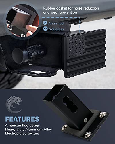 Metal American Flag Trailer Hitch Cover For 2 Inch Receivers, Black #TOP3