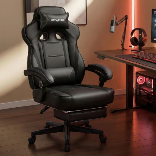Image of GTPLAYER Gaming Chair with Footrest, 350LBS Big and Tall Office Chair, Ergonomic High Back Lumbar Support and Recliner for Back Pain Relief, Black