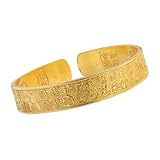 SkyPOOU Pulsera de latón vintage grabada con cien bendiciones para la moda cultural, comodidad, vintage, latón cómodo, moda, talla única, como se describe