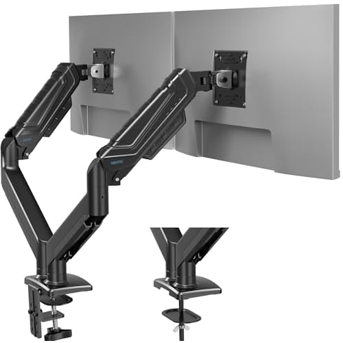 BONTEC Monitor Arm for 15–38 Inch Screens, Ergonomic Gas Spring Single Monitor Mount, Full Motion Desk Stand with Tilt Swivel Rotation, VESA 75x75mm 100x100mm, C Clamp, Grommet Base, Cable M