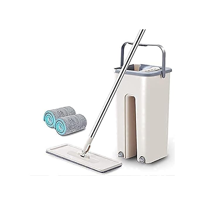 Buy TIMESOON Heavy Quality Floor Mop with Bucket, Flexible Kitchen tap Flat Squeeze Mop Bucket