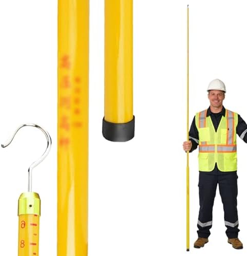 Retractable 10m Yellow Measuring Stick - Lightweight Survey Rod for Power Line Inspections & Land Surveying, Durable Height Pole for Accurate Measurements