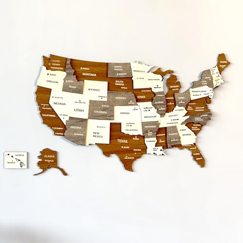 Mapa de madera 3D de Estados Unidos para decorar salones de viajeros de todo el mundo