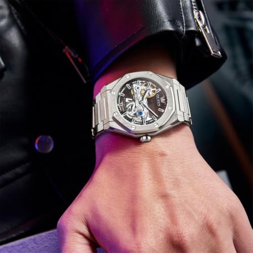 Image of OLEVS Automatic Watch for Men Self Winding Mechanical Luxury Business Stainless Steel Multi Calendar Waterproof Luminous Wrist Watches
