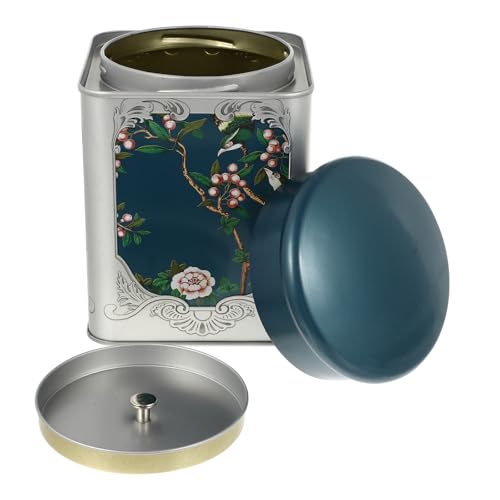 TOYANDONA Barattolo Quadrato Sigillato per Tè Sfuso in Latta Blu Coperchio Ermetico, Contenitore Multifunzionale per Conservazione Alimenti e Organizzazione Cucina, per Tè, Tisane e Spezie