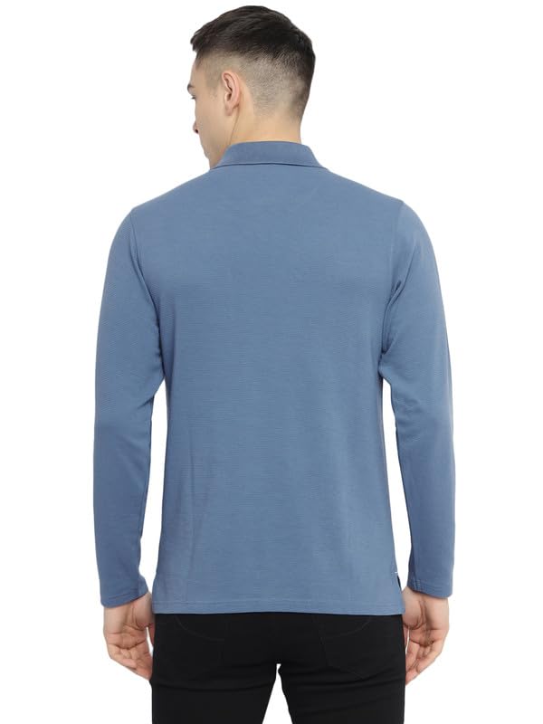 Image of AMERICAN CREW Men's Full-Sleeve Polo Collar T-Shirt with Pocket | Corduroy Knit | Premium Cotton Blend