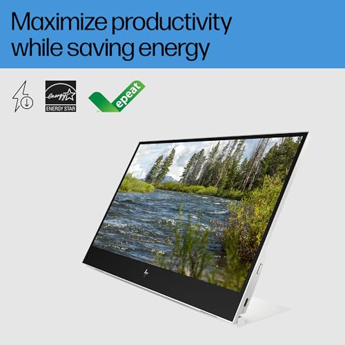 Image of HP E14 G4 14 inch Portable Monitor, On-Screen Controls; Low Blue Light Mode; Anti-Glare,Power Control; Input Control; Menu Control; Image; Color, No Integrated Camera
