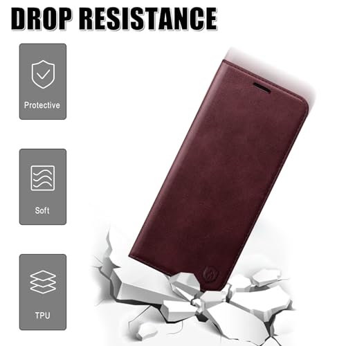 Housse Honor 400 Lite 5G en cuir premium de couleur vin rouge - 6