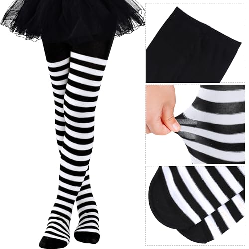 Dxhycc 2 Pairs Girl's Striped Tights Witch Tights Colored Striped Leggings for Halloween Cosplay Party4