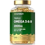 Omega 3 6 9 Kapseln Hochdosiert 2000mg | 240 Capsules | Quelle für DHA und EPA | aus Fischöl und Leinöl | by Horbaach