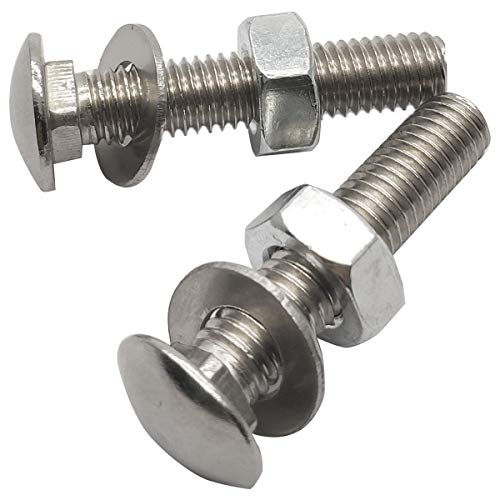 Image of 10Sets M8-1.25 45mm 304 Stainless Steel Carriage Bolts, Nuts, Flat Washers Kits, Plain Finish