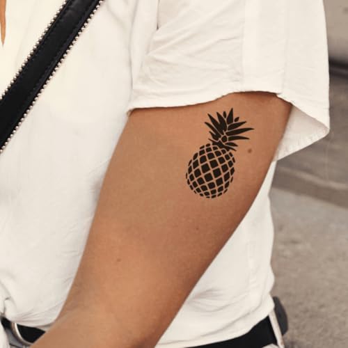 Tatuaje ANANANAS - Temporalis® | Tatuaje efímero, vegano e impermeable, cosmético certificado por la UE, dura de 1 a 2 semanas [piña estilizada]