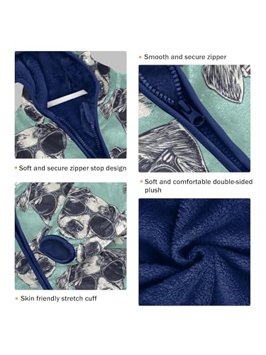 Sunglasses Dog Turquoise Background Girls Fleece Jacket Girls Fall Boys Coats Zip Up Hoodie Children Outerwear 2-10T3