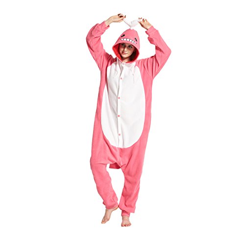 Hstyle Adulto De Dibujos Animados De Pijama Unisex Monos Mamelucos Dormir Loungewear Rosa Ballena Pequeña