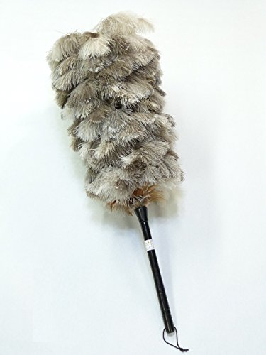 グリップが選べるオーストリッチ毛ばたき桜 (毛:パールグレー(雌毛), 柄:18p黒色)