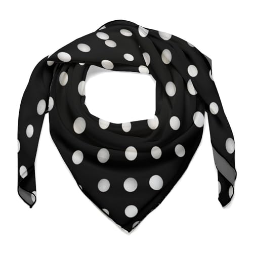 Black White Polka Dots Silk Scarf Head Scarf 27 X 27 Inch Neck Scarf for Women Hair Scarf for Sleeping Hair Wrapping at Night Square Scarves