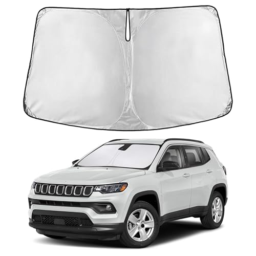 Image of EcoNour Windshield Sunshade Compatible for Jeep Compass 2017-2023 2024 2025, Sun Visor for Front Windshield & Window Sun Shade Cover, UV Heat Blocker & Protector, Car Accessories