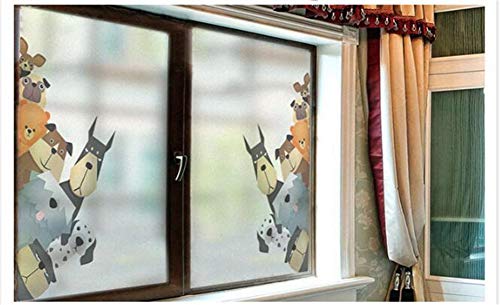 J4U Window Privacy Film Frosted Uv Blocking Window Film Cute Cat Dog Decorative Glass Film Window Decals Window Stickers For Home Bathroom Cat 55X110Cm(21.6" X43.3) #TOP3