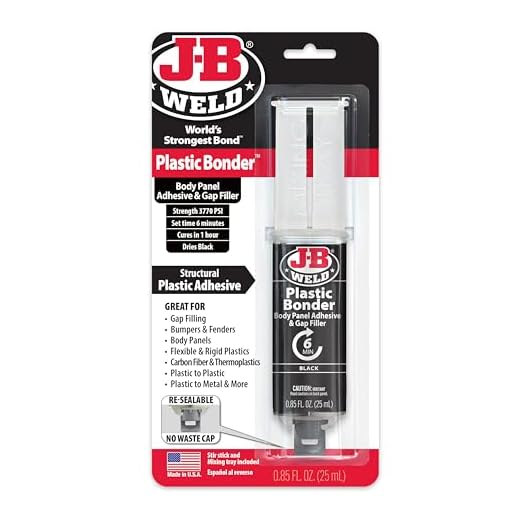 J-B Weld 50139 Plastic Bonder Body Panel Adhesive and Gap Filler Syringe - Black - 25 ml