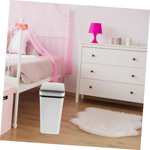 Bote de basura automático rectangular plástico blanco miniatura 4