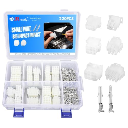JRready 6.35mm Pitch 220Pcs Pin Connector Kit for 12-24 AWG