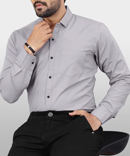 Image of Men's Cotton Full Sleeve Shirt | Regular Fit Casual & Formal Wear with Patch Pocket