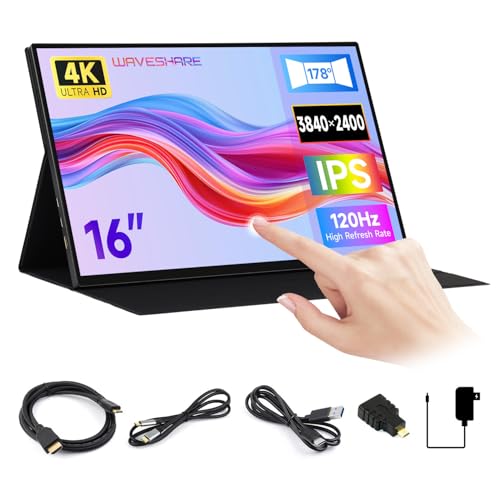 Image of waveshare Luckfox 16inch 4K Portable Touch Monitor with Magnetic Protective Case, 3840 x 2400 Resolution, HDR 120Hz Refresh Rate, IPS Panel, Optical Bonding, 10-Point Touch