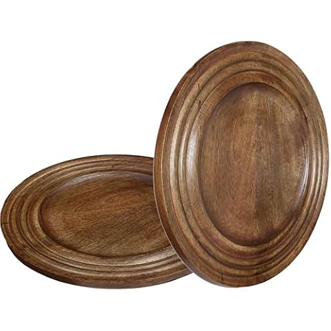 CLEENTABLE Mango Wood Charger Plates Set Cover