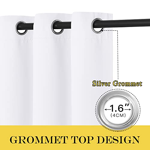 NICETOWN White Blackout Curtains for Bedroom/Living Room 132 Inch Length - Thermal Insulated Room Darkening Grommet Top Window Curtains (100 by 132 - Inch, 1 Panel)