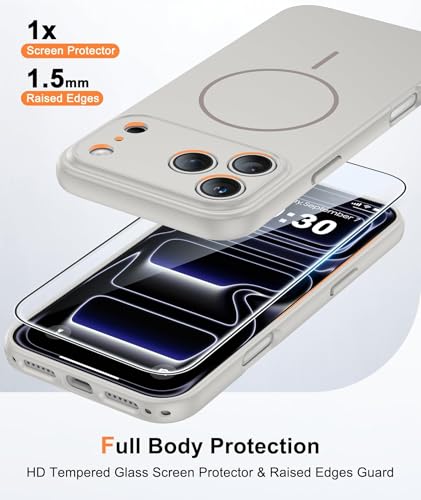 Image of FNTCASE for iPhone 17 Pro Case: [Compatible with Magsafe] Solid Matte 17 Pro Cases White with [Screen Protector] [Full Camera Protection] Military Grade Shockproof Protective Phone Cover, 6.3 inch