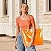 KALIDI PVC Zipper Tote Bag, Kraft Paper Beach Bag Large Hobo Carry All Travel Shopping Handbag Plastic Shoulder Bag (Orange)