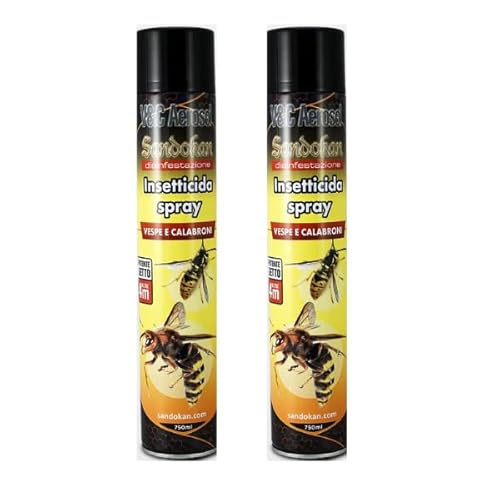 Sandokan, Insetticida Spray Vespe e Calabroni 750+750 ml, Spray Vespe Lunga Gittata 4 Metri con Azione Abbattente Immediata, Ideale per Nidi, Presidio Medico Chirurgico Made in Italy
