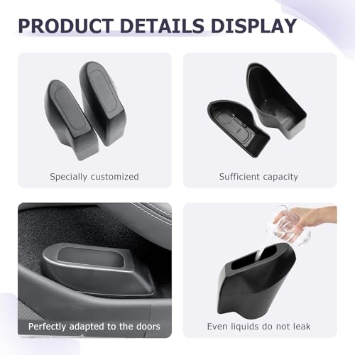 Image of LUWU Car Trash Can Compatible with 2018-2022 2023 2024 2025 Tesla Model3 & ModelY Interior Accessories Car Trash with Lid Portable Mini Trash Dustbin Garbage Trash Bin Car Waste Bin Leak-Proof 2PCS