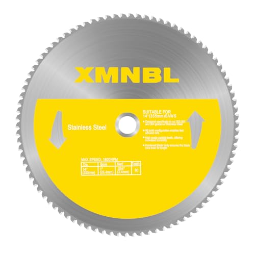 14 Inch Stainless Steel Cutting Saw Blade,Replacement for Evolution 14 Inch Metal Saw Blade,Compatible with Evolution S355CPS S355CPSL S380CPS Metal Cutting Saws,14 x 90 Teeth,1 Inch Center Shaft