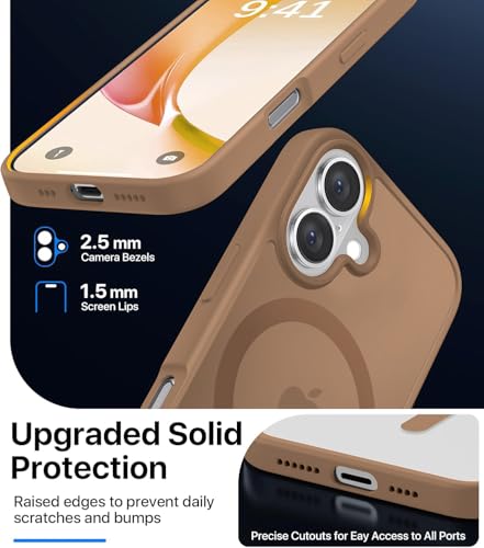 Image of Elzzi Magnetic for iPhone 17 Case, [Full Camera Protection] [Compatible with Magsafe] [Translucent Matte] Shockproof Protective Phone Case for Men & Women - Desert
