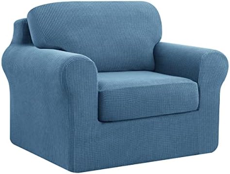 subrtex 2-Seater Sofa Cover with 2 Separate Cushions and 2 Backrests Covers, 5 Pieces Stretch Sofa Slipcover Replacement Furniture Protector (Loveseat, Cream)